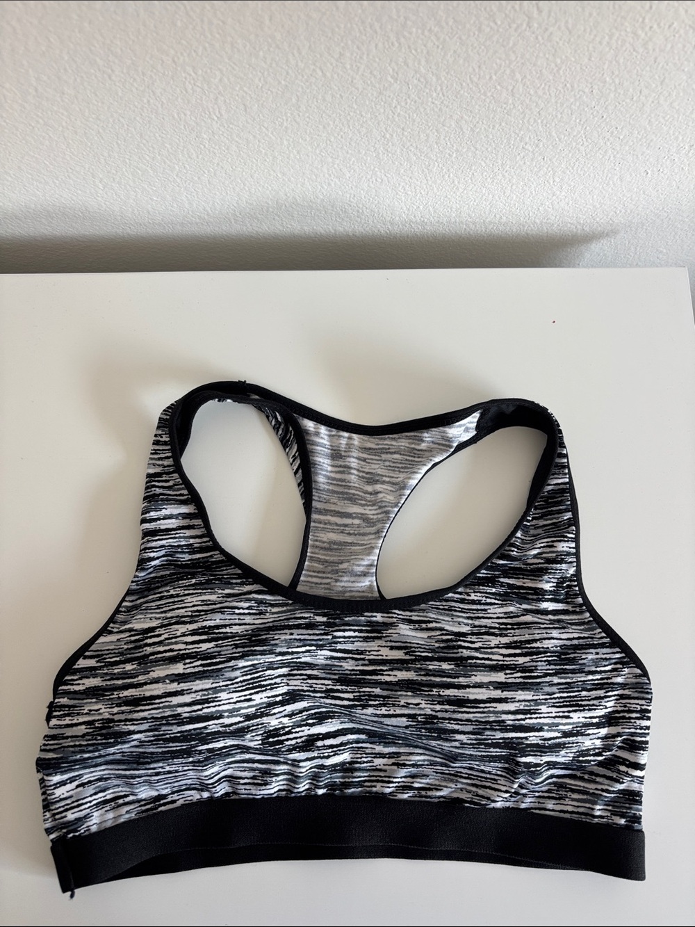 Zone Pro Black & White Space-Dye Racerback Sports Bra